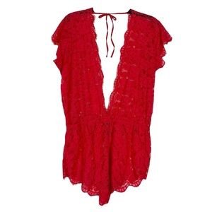 Nwot Ann Summers Kir Red Lace Playsuit Sz Medium US 8-10 Date Night Valentines